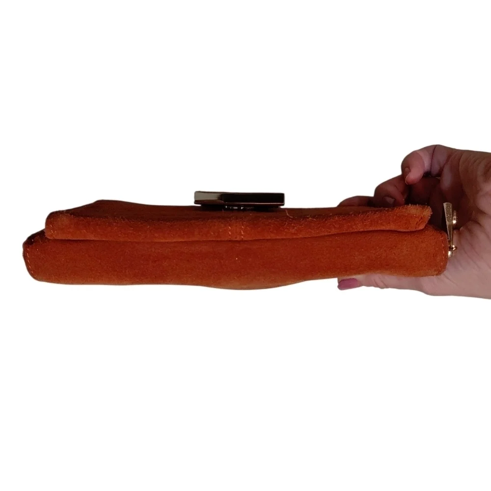 Spartina 449 Suede Leather Wallet Clutch In Rust